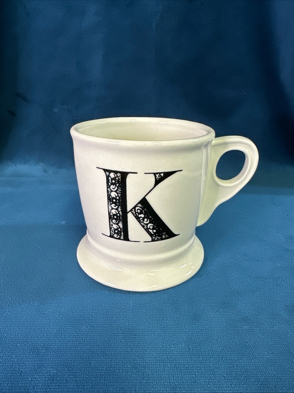 Anthropologie Initial *K*  Shave Style Mug White Black